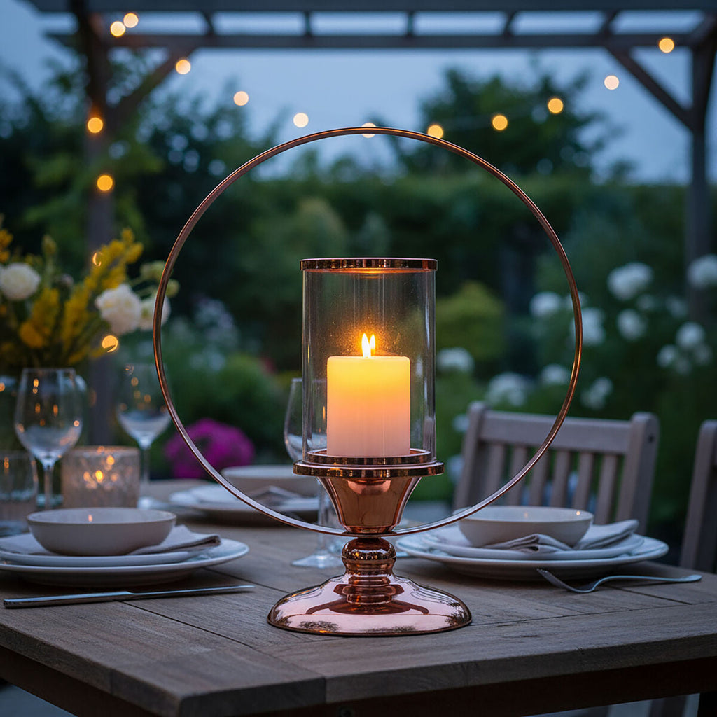 Orsina Kensington Townhouse Brass Metal Candle Holder with Glass