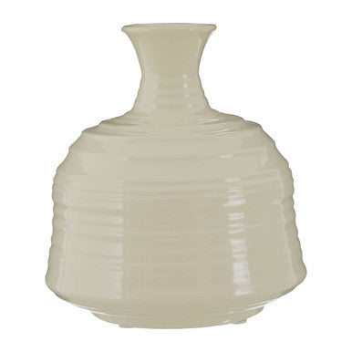 Orsina Dusk Small Ribbed Ceramic Vase – Cream Minimalist Tabletop Decor