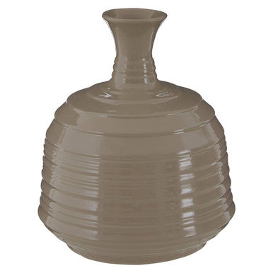 Orsina Dusk Taupe Ribbed Ceramic Vase – Medium Hand-Thrown Pottery