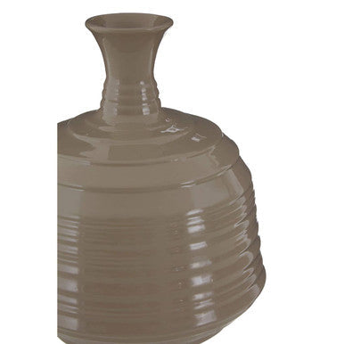 Orsina Dusk Taupe Ribbed Ceramic Vase – Medium Hand-Thrown Pottery