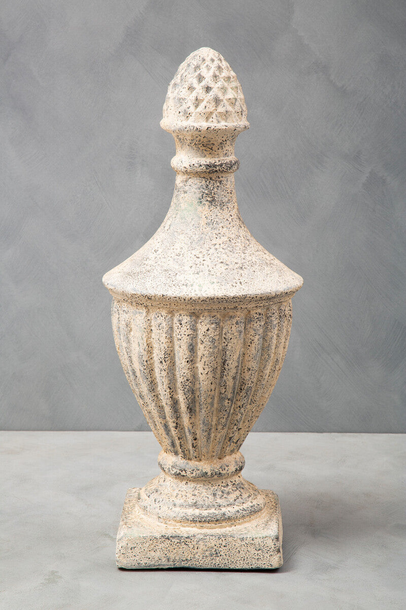 Orsina Plato Light Stone Effect Urn – White Fibreglass Antique Decor