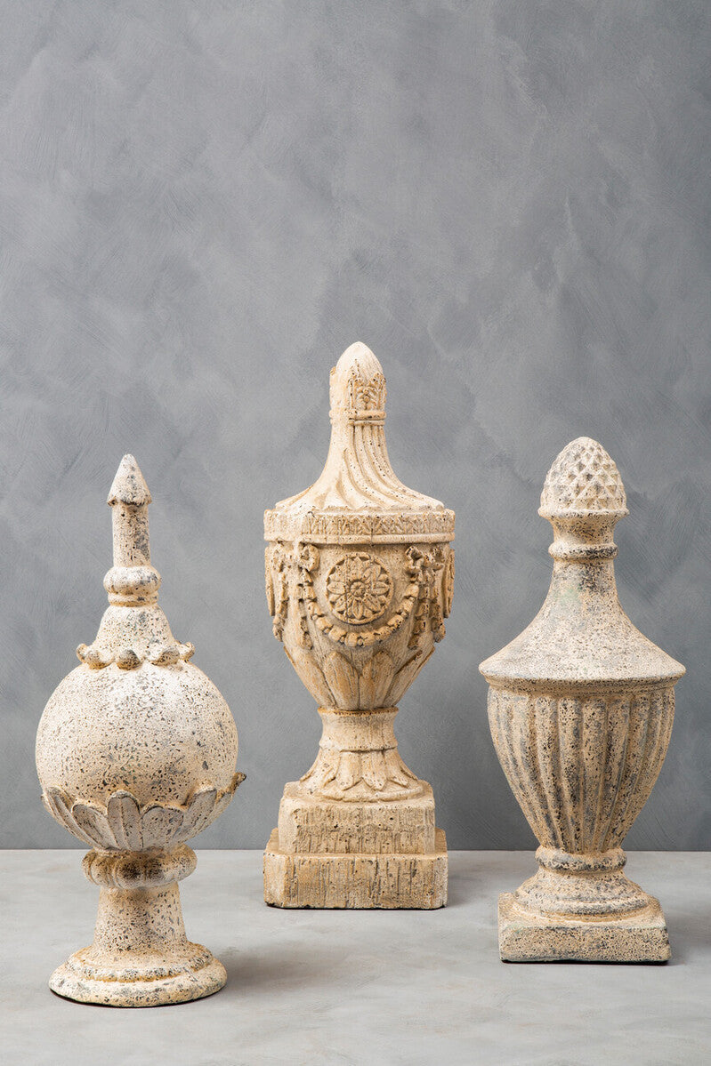 Orsina Plato Light Stone Effect Urn – White Fibreglass Antique Decor