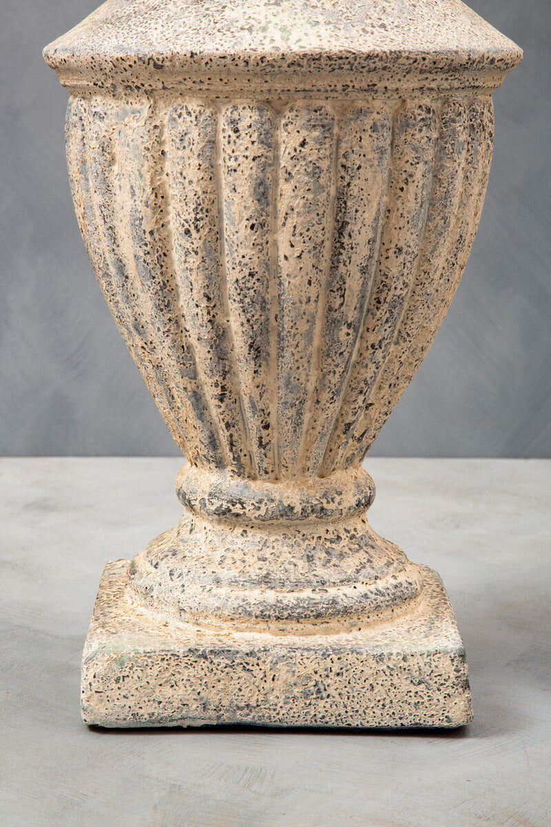 Orsina Plato Light Stone Effect Urn – White Fibreglass Antique Decor