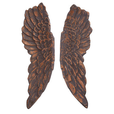 Orsina Plato Wings Wall Decoration – Distressed Brown Fibreglass Art