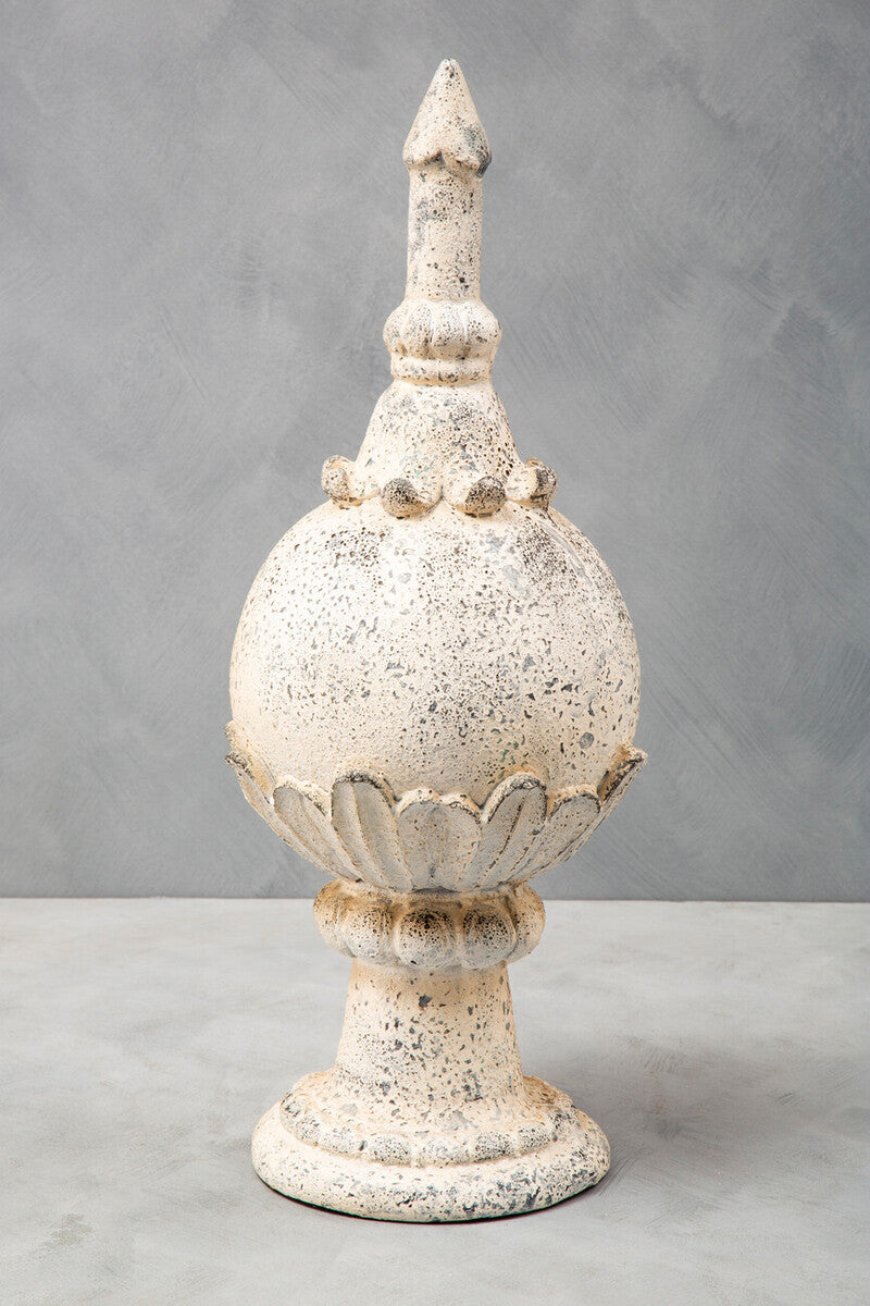 Orsina Plato Small Stone Effect Urn – White Distressed Fibreglass