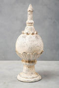 Orsina Plato Small Stone Effect Urn – White Distressed Fibreglass