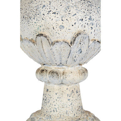 Orsina Plato Small Stone Effect Urn – White Distressed Fibreglass