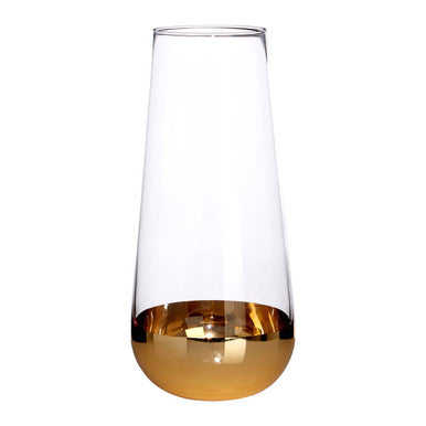 Orsina Clear Glass Vase with Gold Finish – Modern Table Centerpiece