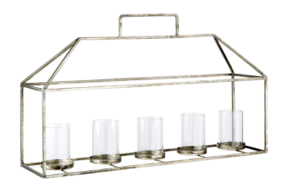 Orsina Reza Silver Iron Candle Holder – 5-Light Hurricane Centerpiece