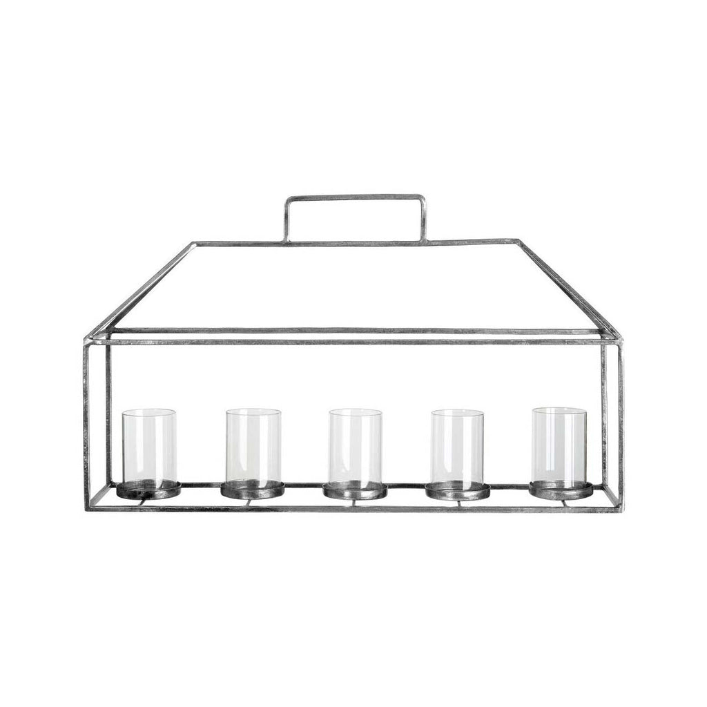 Orsina Reza Silver Iron Candle Holder – 5-Light Hurricane Centerpiece