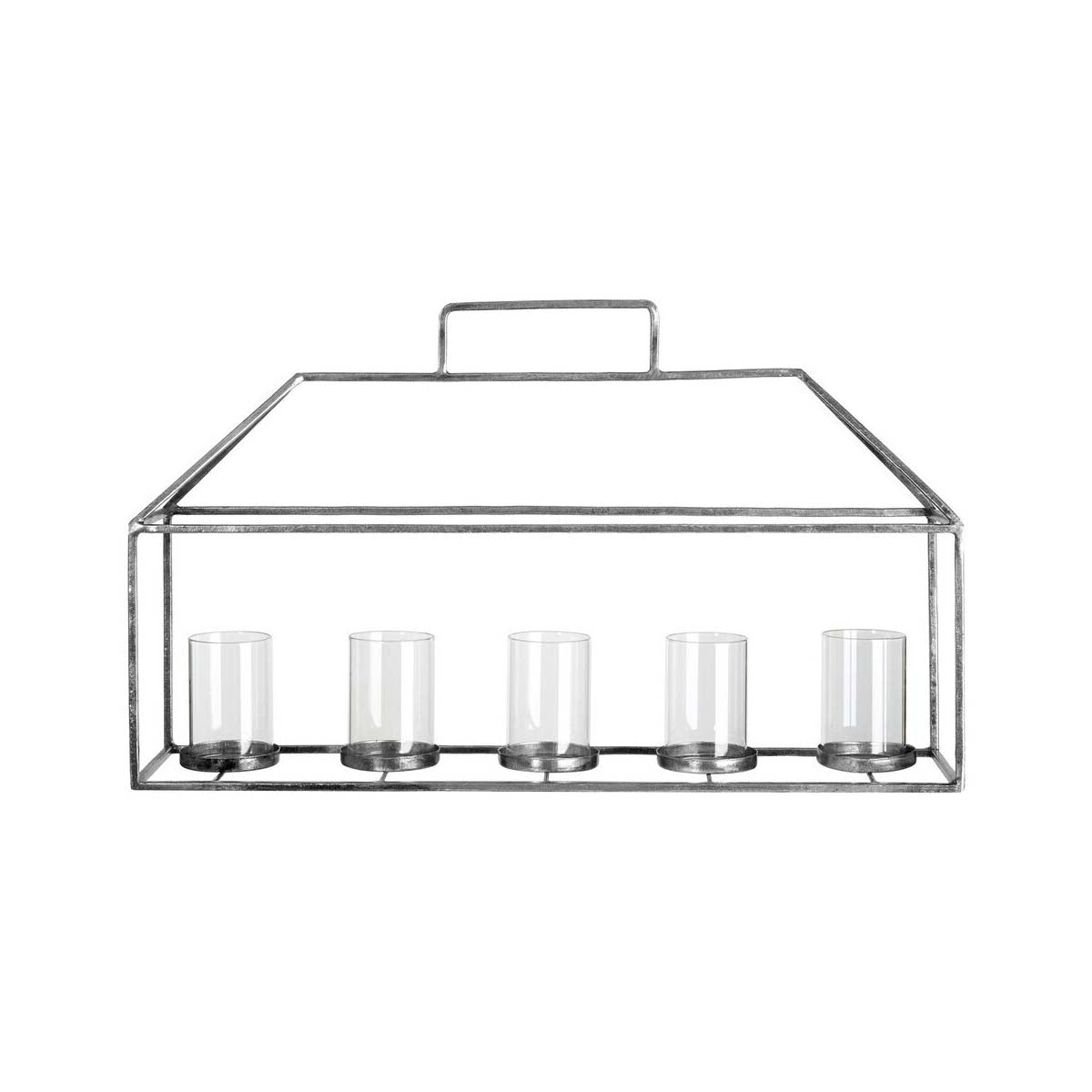 Orsina Reza Silver Iron Candle Holder – 5-Light Hurricane Centerpiece