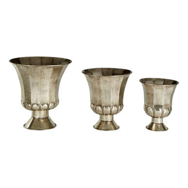 Orsina Reza Antique Silver Fluted Metal Planters – Set of 3