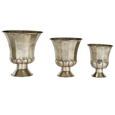 Orsina Reza Antique Silver Fluted Metal Planters – Set of 3