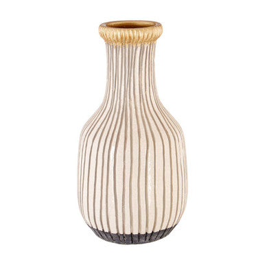 Orsina Vero Large Earthenware Vase – Handcrafted White and Gold