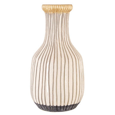 Orsina Vero Large Earthenware Vase – Handcrafted White and Gold