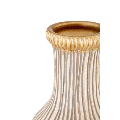 Orsina Vero Large Earthenware Vase – Handcrafted White and Gold