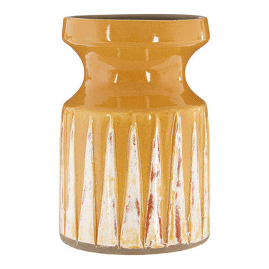 Orsina Theo Small Earthenware Vase – Orange and White Ceramic Decor