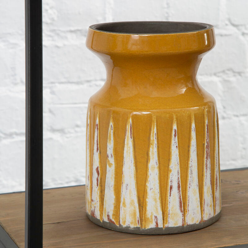 Orsina Theo Small Earthenware Vase – Orange and White Ceramic Decor