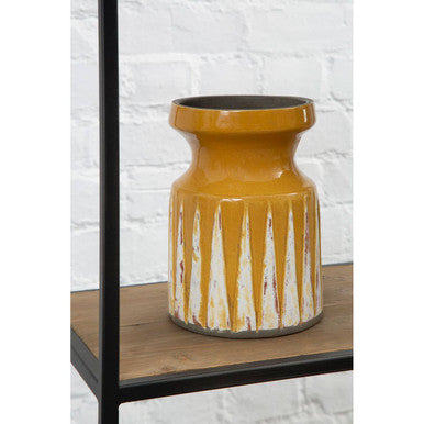 Orsina Theo Small Earthenware Vase – Orange and White Ceramic Decor