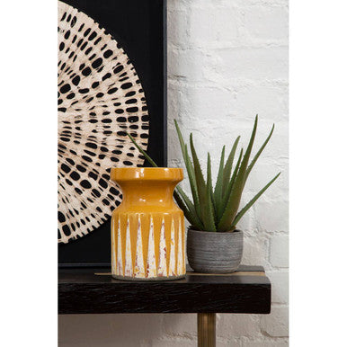 Orsina Theo Small Earthenware Vase – Orange and White Ceramic Decor
