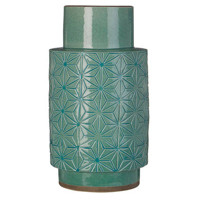 Orsina Axel Earthenware Vase – Turquoise Geometric Handcrafted Pottery
