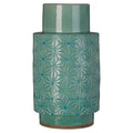 Orsina Axel Earthenware Vase – Turquoise Geometric Handcrafted Pottery