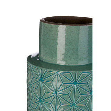 Orsina Axel Earthenware Vase – Turquoise Geometric Handcrafted Pottery