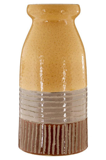 Orsina Nova Earthenware Vase – Handcrafted Ochre Milk Bottle Decor