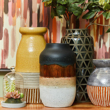 Orsina Nova Earthenware Vase – Handcrafted Ochre Milk Bottle Decor