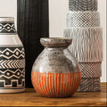 Nova Orange Earthenware Vase | Orsina Two-Tone Textured Modern Decor