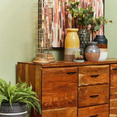 Nova Orange Earthenware Vase | Orsina Two-Tone Textured Modern Decor