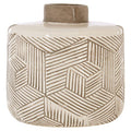 Orsina Vector White Earthenware Vase – Geometric Drum-Shaped Decor