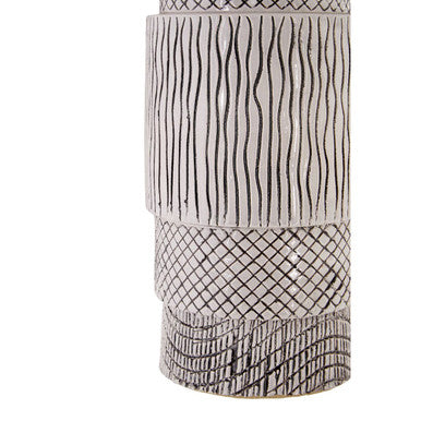 Orsina Mono Earthenware Vase – Handcrafted Black and White Tower