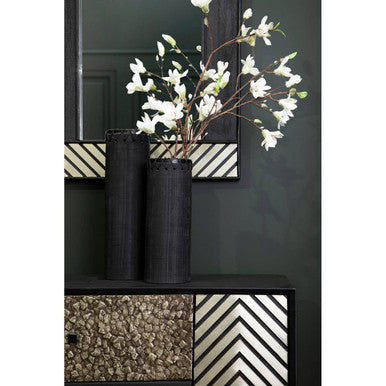 Orsina Conic Small Earthenware Vase – Jet Black Textured Sculptural Decor