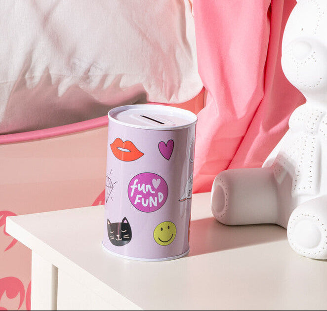 Orsina Small Metal Money Tin – Compact Cylindrical Coin Bank for Kids
