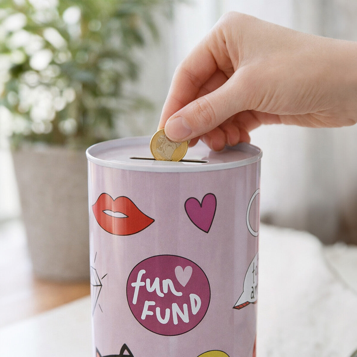 Orsina Small Metal Money Tin – Compact Cylindrical Coin Bank for Kids