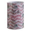 Orsina Ellie Dream Big Large Money Tin – Grey and Pink Metal Savings Jar