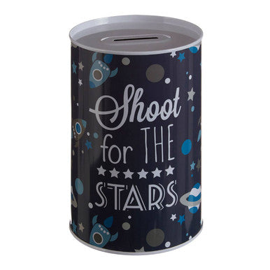 Orsina Stars Large Money Tin – Blue Space Themed Metal Coin Bank