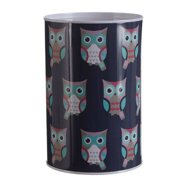 Orsina Happy Owls Large Metal Money Tin | Blue Owl Savings Coin Bank