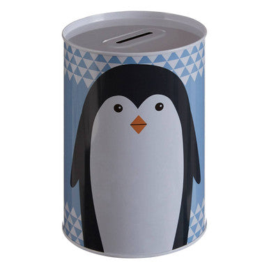 Orsina Parker the Penguin Large Money Tin – Blue Metal Coin Bank