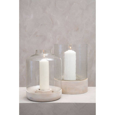 Orsina Jain Large Glass Hurricane Candle Holder – Clear Pillar Lantern
