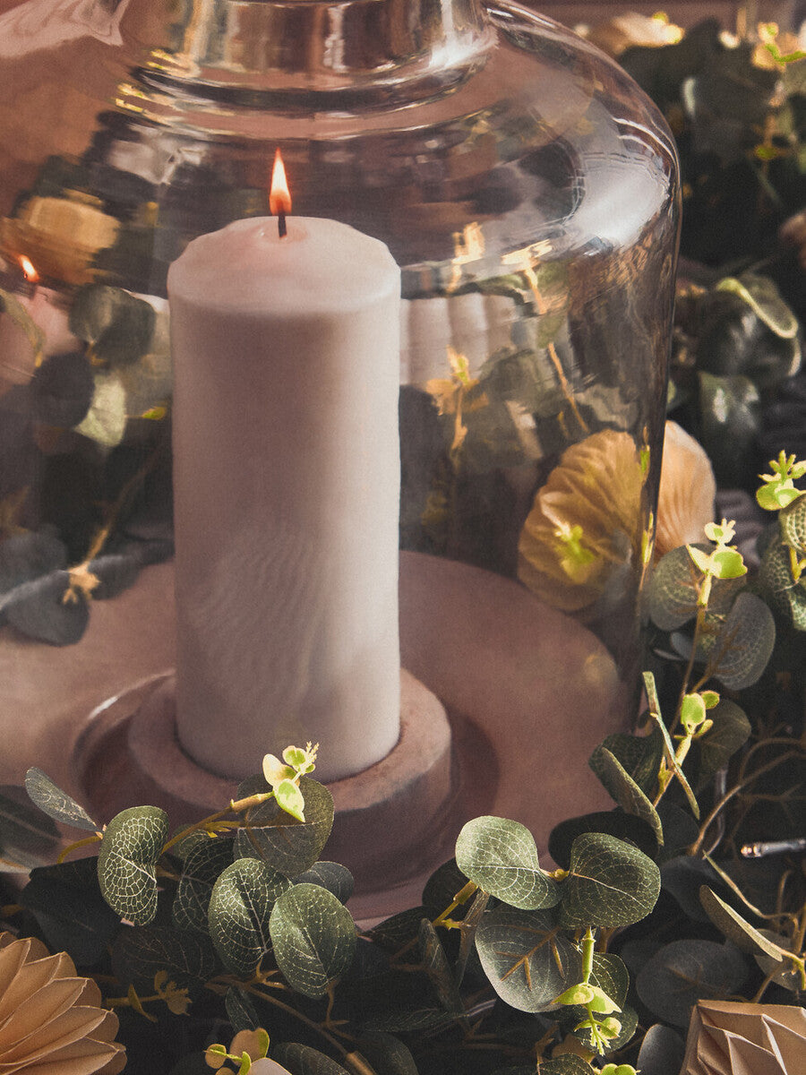 Orsina Jain Large Glass Hurricane Candle Holder – Clear Pillar Lantern