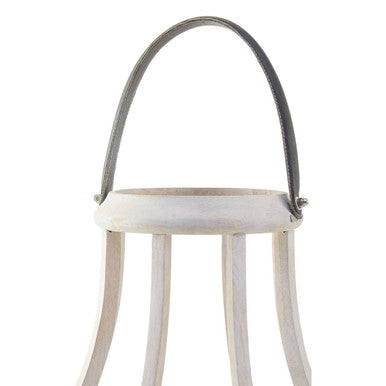 Orsina Jain Curved Wood Lantern – Handcrafted Sculptural Glass Hurricane