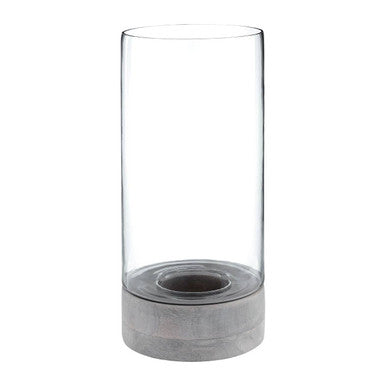 Orsina Jain Hammered Glass Candle Holder – Small Grey Wood Hurricane