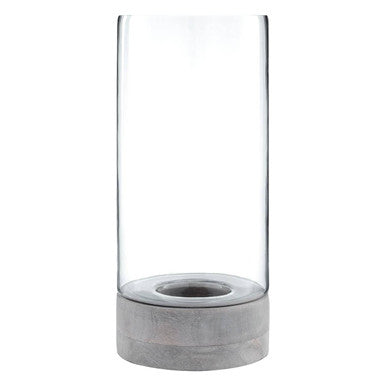 Orsina Jain Hammered Glass Candle Holder – Small Grey Wood Hurricane