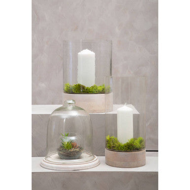 Orsina Jain Hammered Glass Candle Holder – Small Grey Wood Hurricane