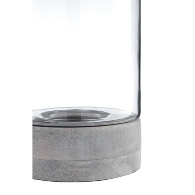 Orsina Jain Hammered Glass Candle Holder – Small Grey Wood Hurricane
