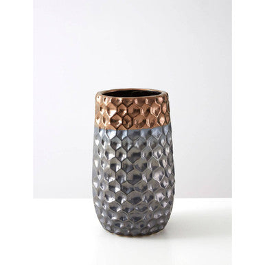 Orsina Galaxy Small Ceramic Vase – Silver Metallic Geometric Decor