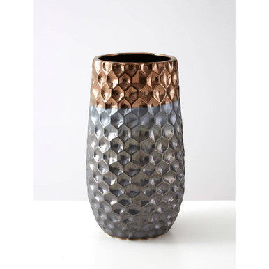 Orsina Galaxy Large Ceramic Vase – Silver Honeycomb Geometric Decor