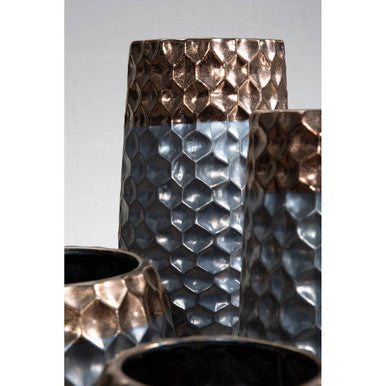 Orsina Galaxy Large Ceramic Vase – Silver Honeycomb Geometric Decor
